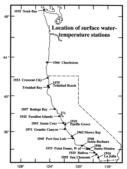 Map of location of shore stations